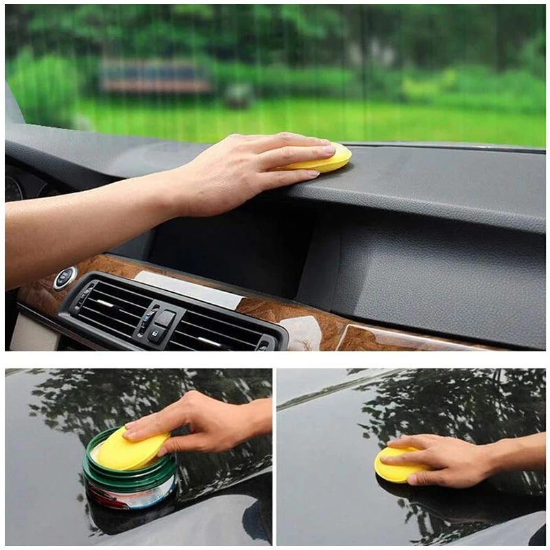 Wax Applicator Pad - 12個入り丸型カーワックス研磨フォームスポンジパッド、高密度アプリケーターパッド、自動車ディテイリング洗車清掃ツール