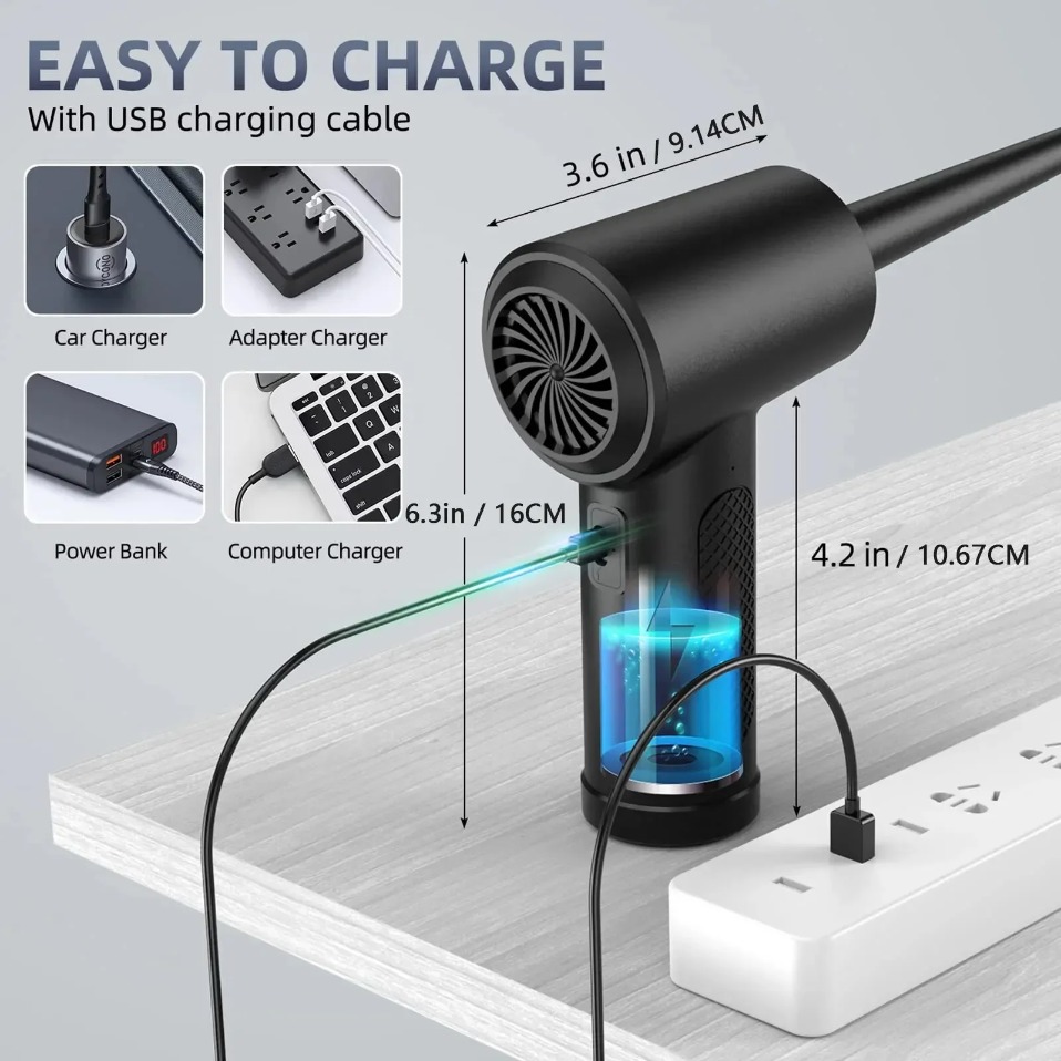 電動ワイヤレスエアダスター、LEDライト付き圧縮空気ブロワー - Dryer Car Blower のレビューと価格