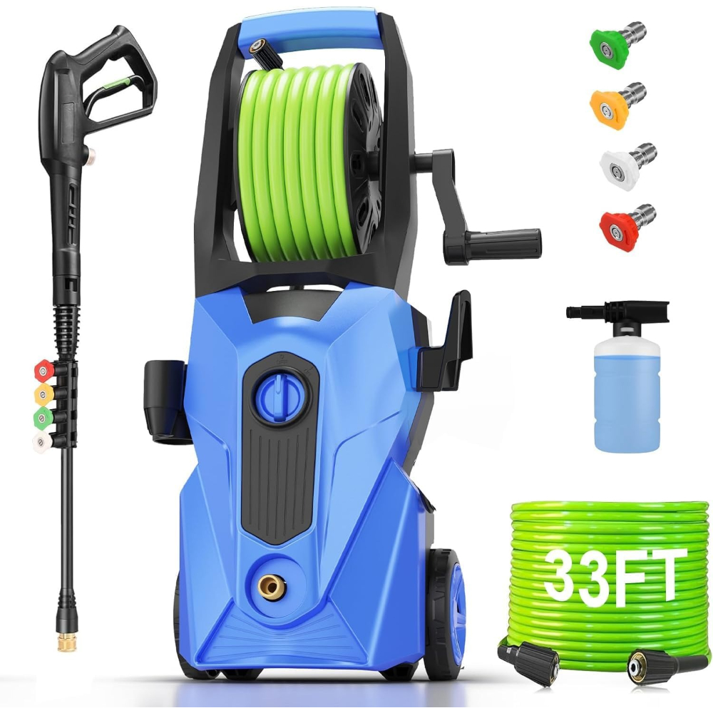 改良型ブルー5000PSI高圧洗浄機、33フィートホース、4 - Foam Cannon Car Wash のレビューと価格
